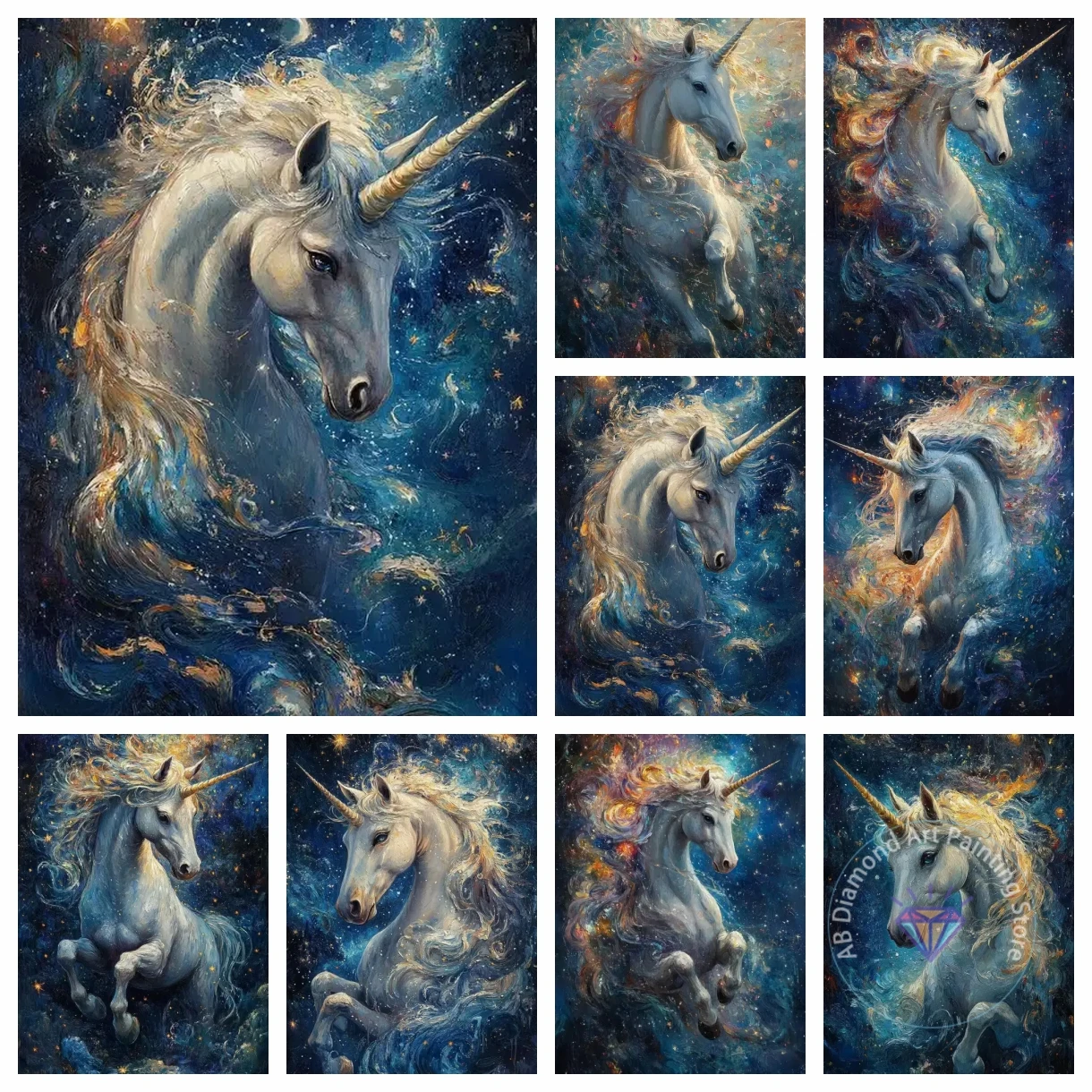 

New Dream Starry Unicorn AB Diamond Painting Kit Diamond Embroidery Color Oil Painting Handmade Mosaic Art Home Decoration