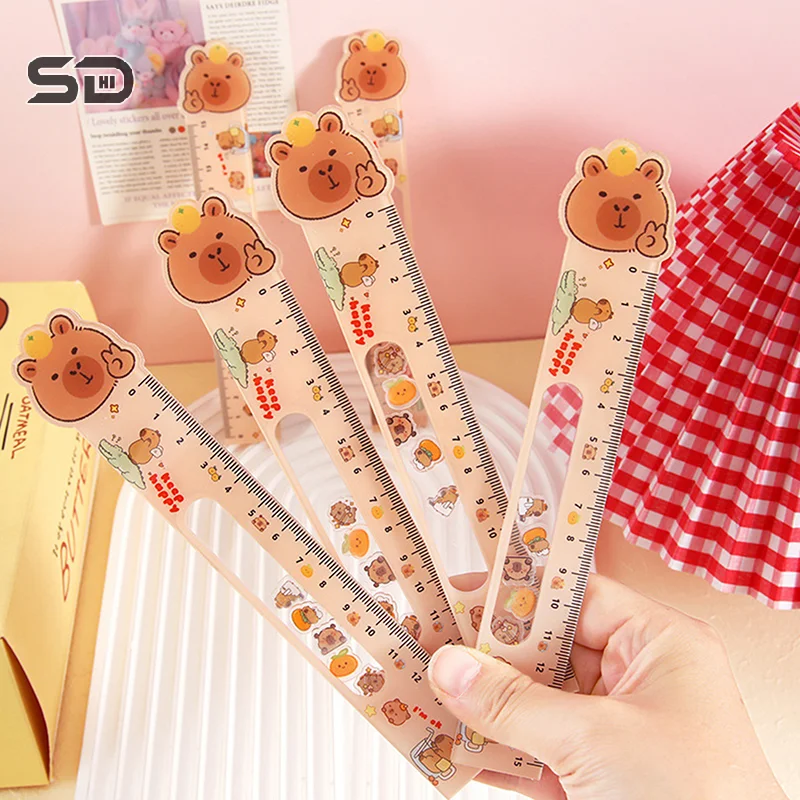 1Pcs Cartoon Capybara Acrylic Ruler Creative Drawing Painting Tool Bookmark Reward Stationery Student Gift School Supplies