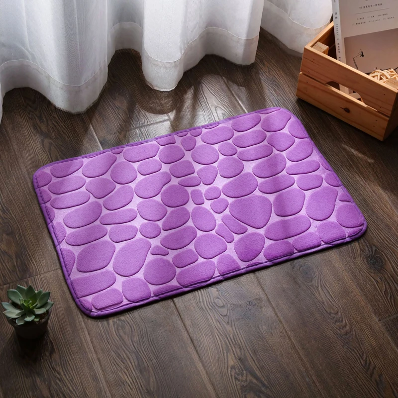 Non Slip Mat Bathroom 3D Cobblestone Embossed Bath Mats Absorbent Doormat Carpet Solid Color Door Floor Mats For Bath