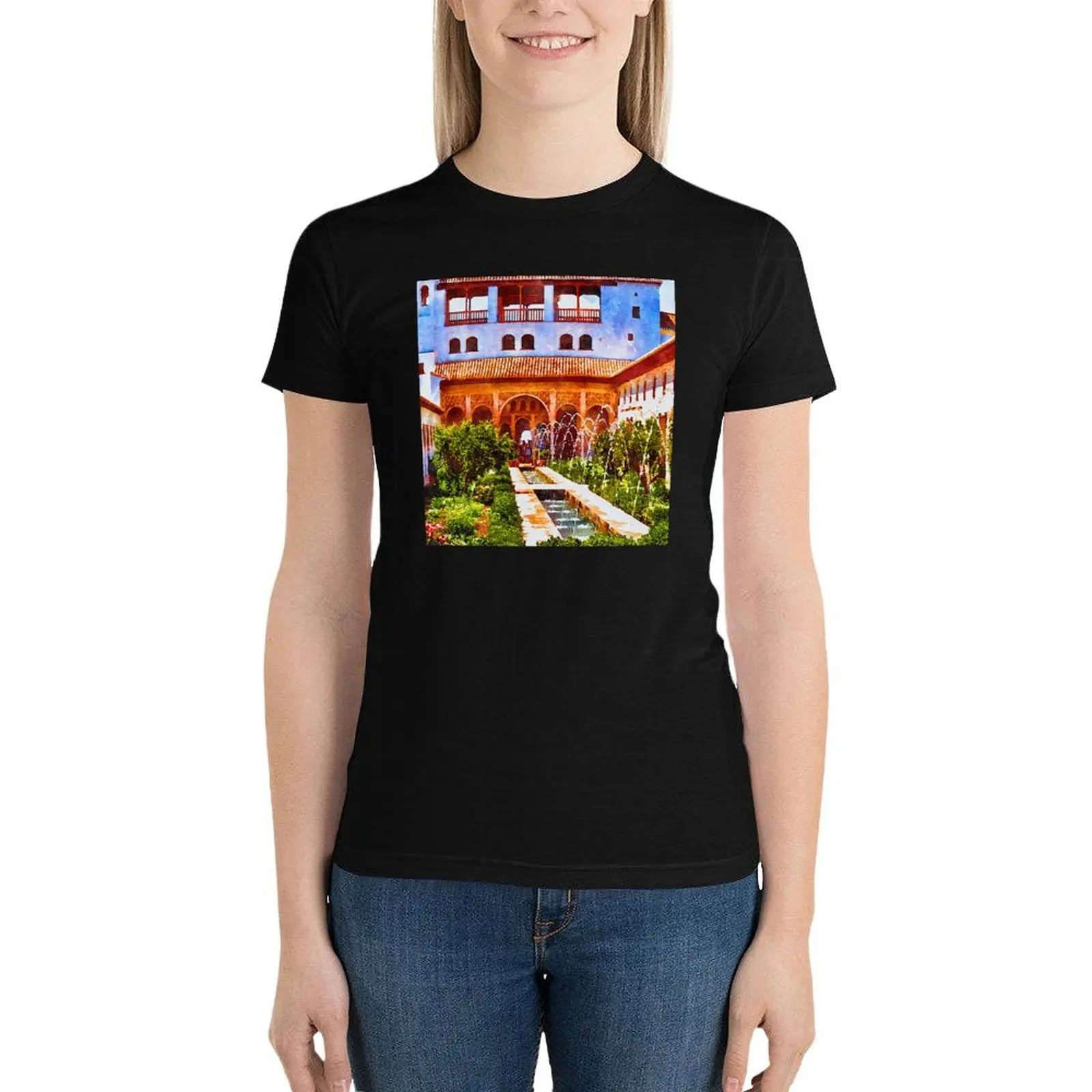 

Palacio de Generalife Alhambra T-Shirt summer top cute clothes plus size tops tops for Women