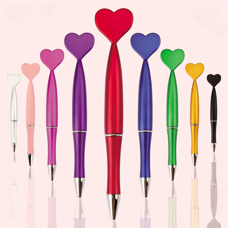 

9Pcs Lovely Heart Rotary Ballpoint Pen School Office Pens Supply Stationery Pens Korean Stationery Pens for Writing