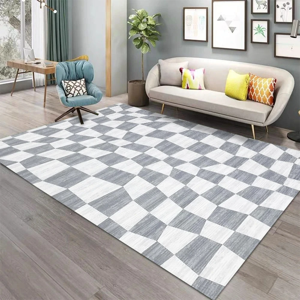 Contemporary Rug Style,  Non-Slip Geometric Pattern Carpet, Easy to Clean Floor Mat for Modern Home Living Room Bedroom Decor