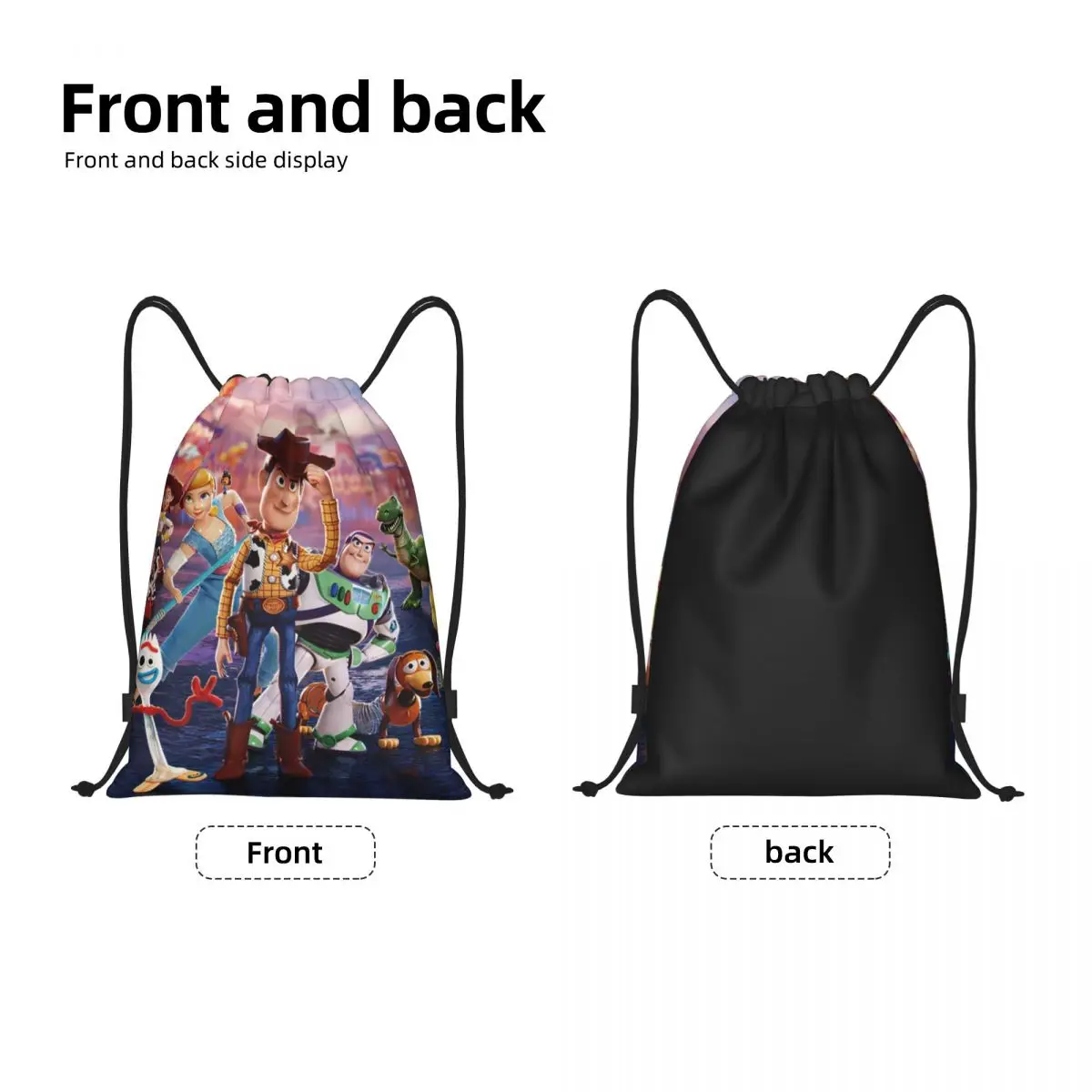 Custom Woody And Forky Toy Story Drawstring Bags for Shopping Yoga Backpacks Men Women Cartoon Sports Gym Sackpack