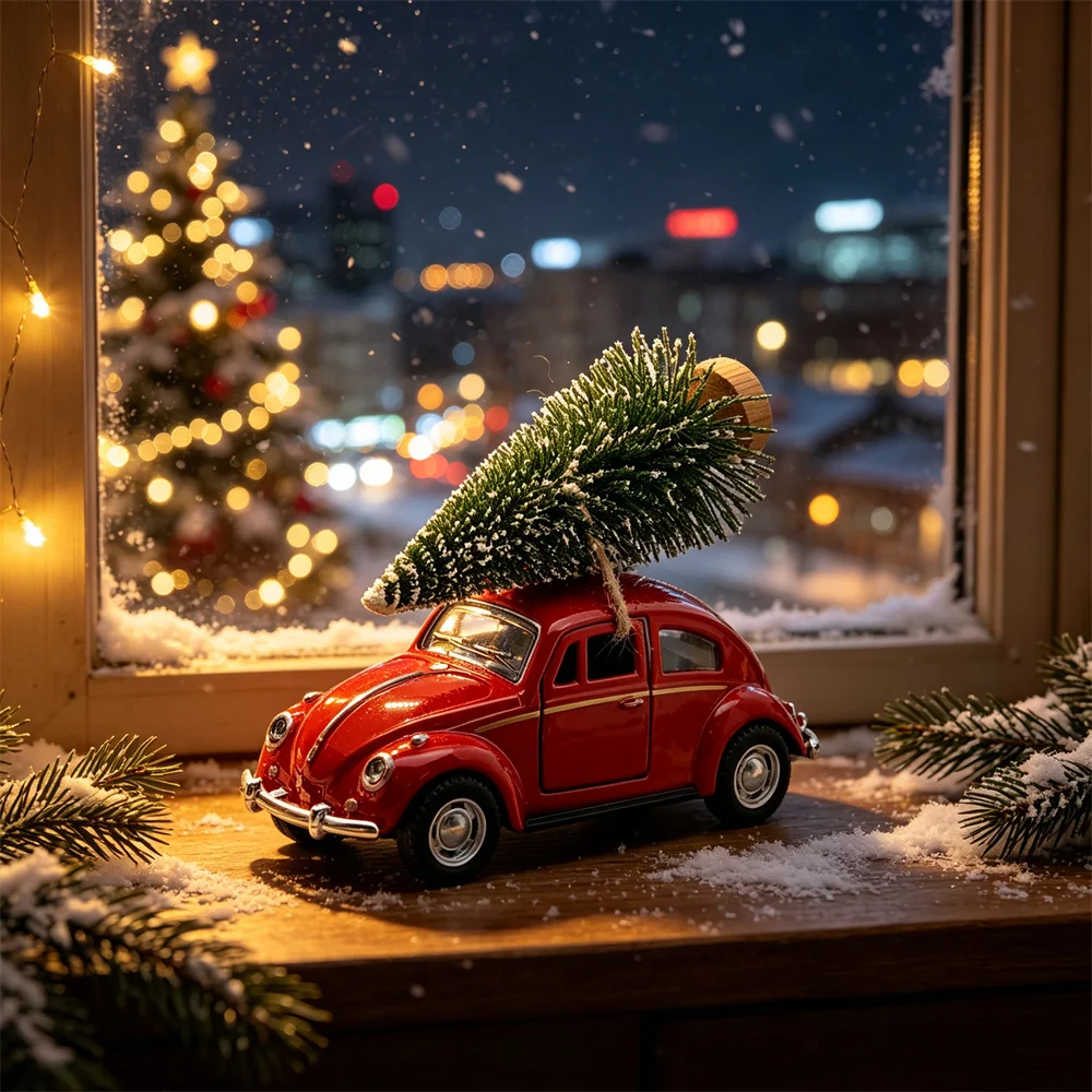 1 set of Christmas retro car decoration ornaments, Christmas decoration car model retro car ornaments, Ch decor Navidad Natale