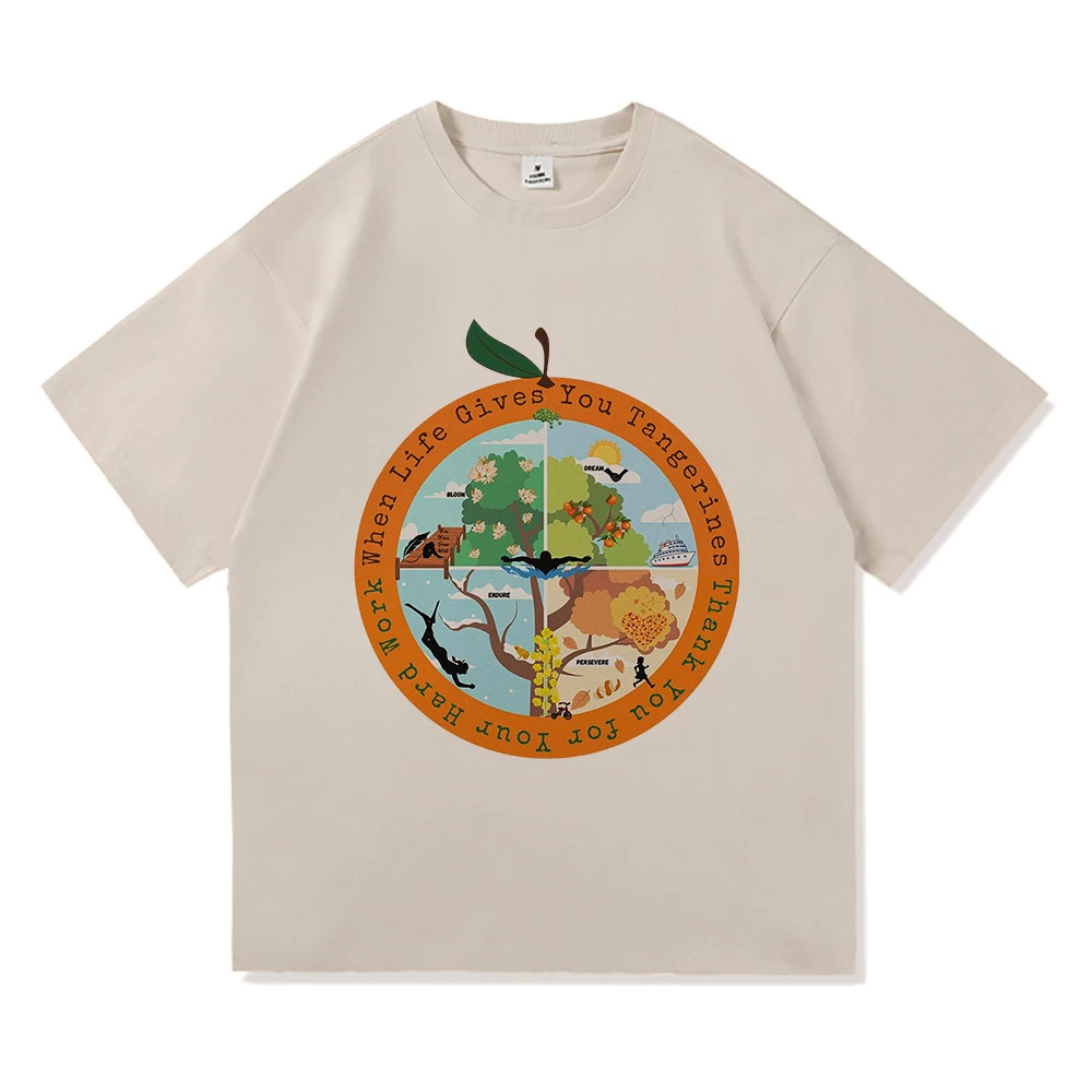 Cuando la vida te donne mandarina camiseta 2025 k-drama hombres/mujeres ropa Harajuku alta calidad Tops algodón días regalos camisetas