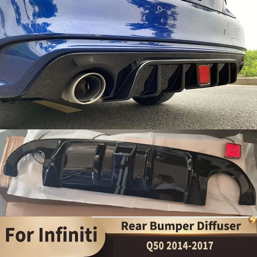 Rear Bumper Lip Diffuser for Infiniti Q50 2014 2015 2016 2017 Spoiler Plate Exhaust Bracket Car Accessories Body Kit Tuuning