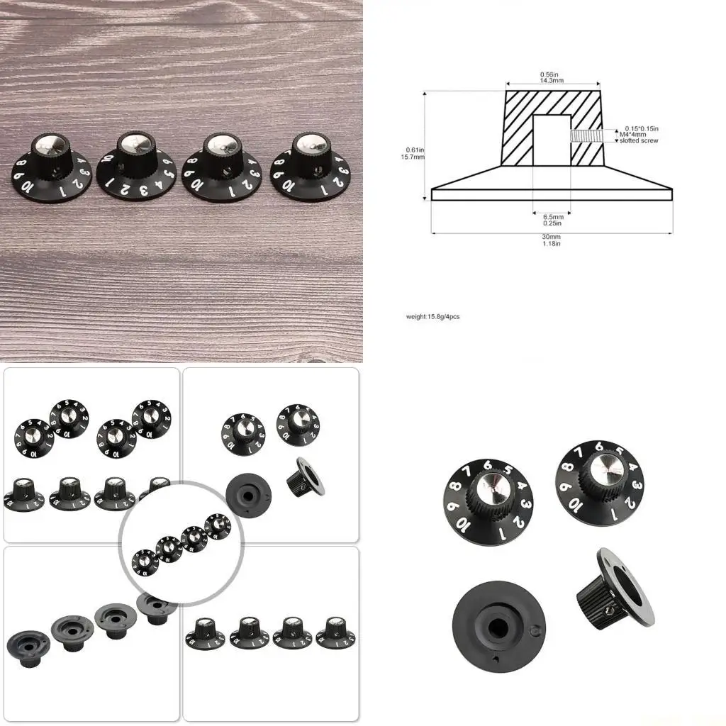 

U2JB 4 шт. пластиковые ручки-цилиндры для гитары, ручки управления скоростью, ручки регулировки громкости, ручки управления для