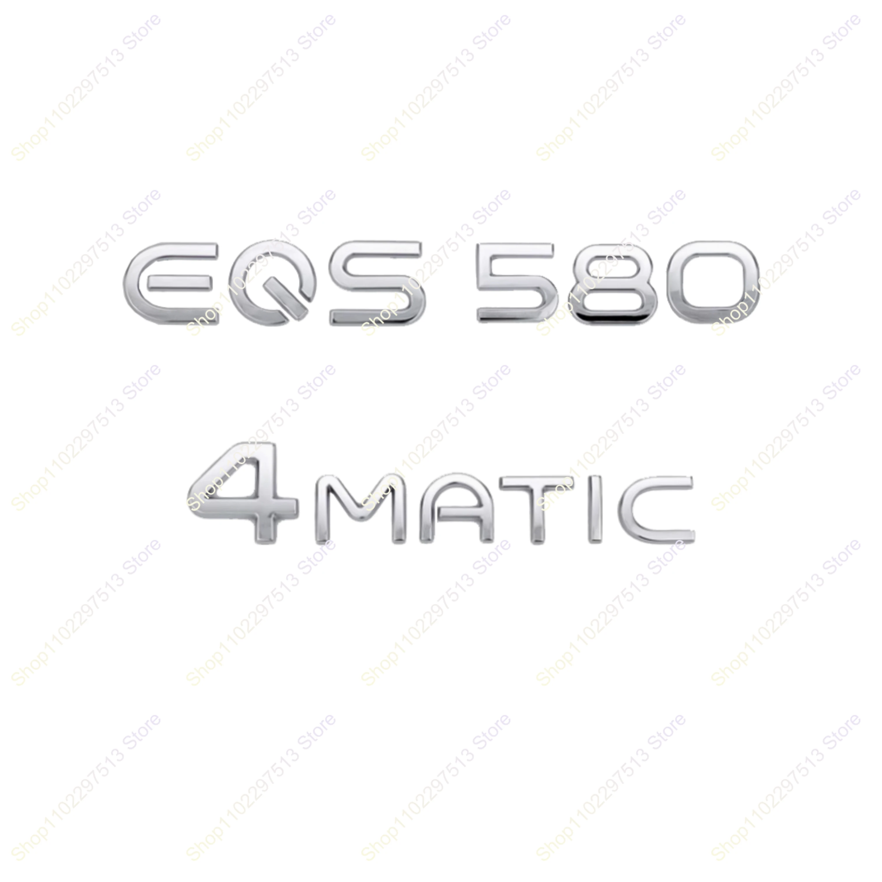 Letters Emblem for EQS Class V297 EQS53 EQS450 EQS580 4MATIC New Energy ABS Car Trunk Badge Chrome Silver 3D Sticker