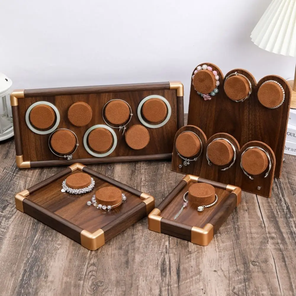 

Simple Walnut Wood Bracelet Tray Necklace Storage Case Jewelry Display Stand Ornaments Organizer Bracelet Display Rack Gift