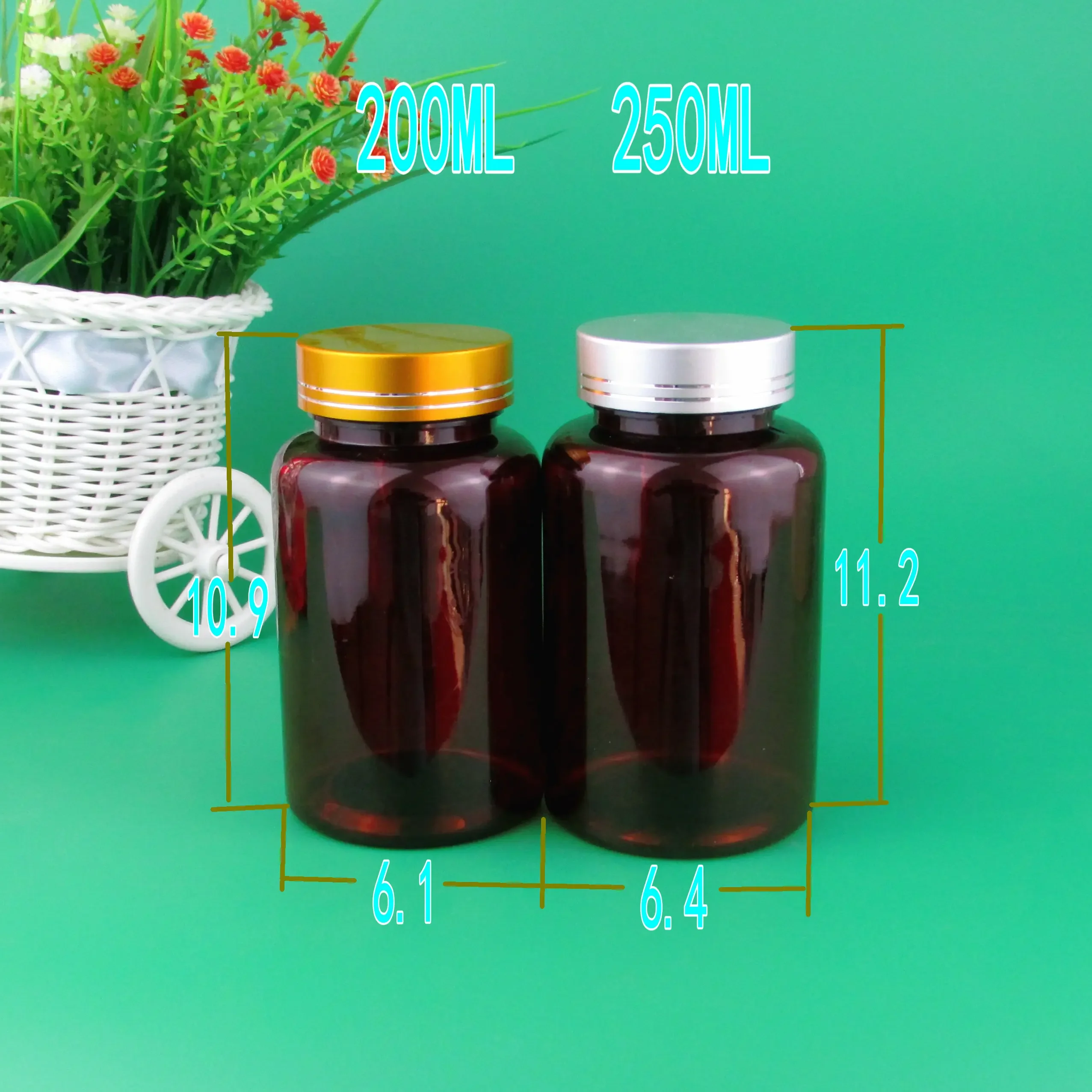 10/25/50pcs 60ml 100ml 150ml 250ml 빈 플라스틱 캡슐 포장 병 갈색 저장 리필 용 병 포장 용기