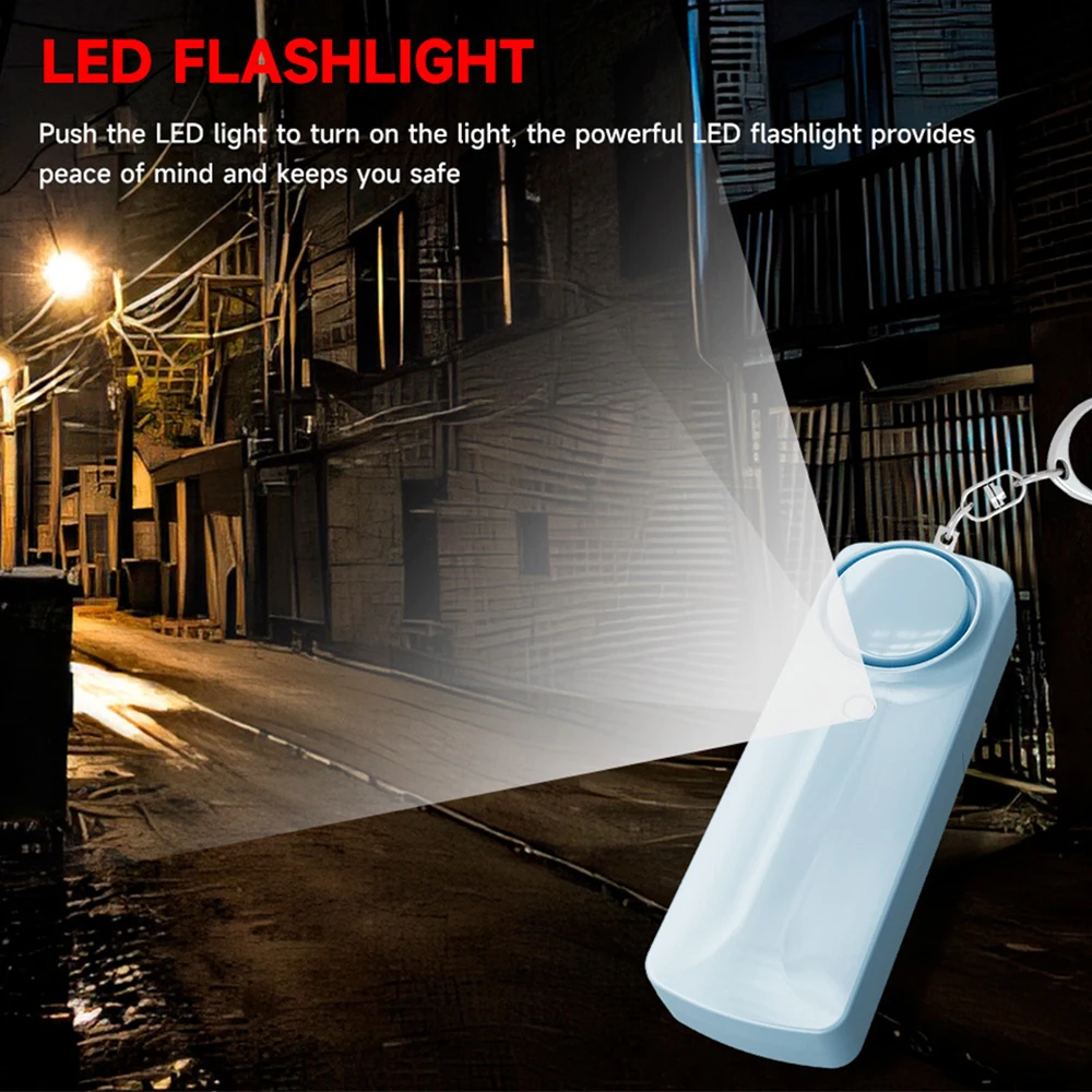 Allarme di autodifesa personale Difesa 130dB Portachiavi forte Dispositivo antifurto portatile con torcia a LED per donne e bambini