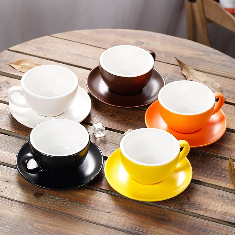 Cappuccino Cup Thick Body Ceramic Bottle and Saucer for Flat White Latte Double Espresso Coffee Cup Drinkware Container Mugs