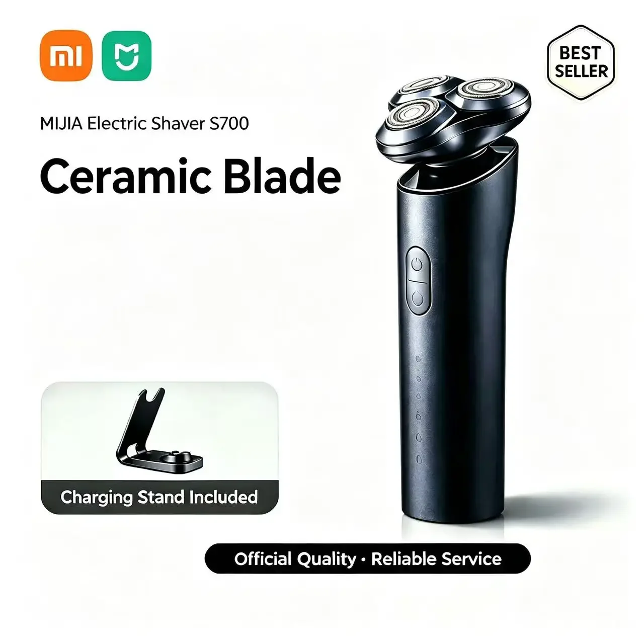 XIAOMI MIJIA Shaver S700, Rechargeable Wet & Dry Electric Shavers,3 Modes Electric Razor For Men, Ceramic Blade NO Pinched Hairs