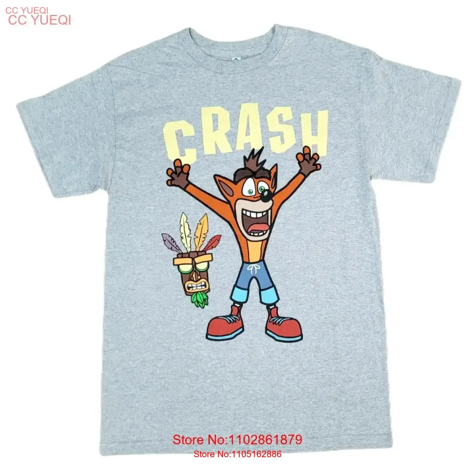 Crash Bandicoot Grey T Shirt NWOT Size M Video Game vintage Washed Stylish Top For Everyday Wear Versatile graphic homme