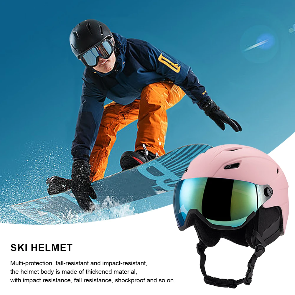 Skiing Helmet With Goggles Ski Helmet Safety Snow Helmet For Women Men Adjustable Fit Ski Glasses Anti-Fog Skateboard Helmet