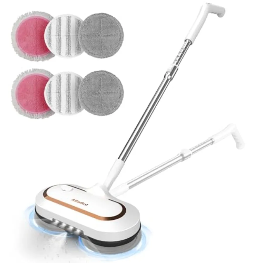 

Беспроводная электрическая швабра для мытья полов с двойным вращением, LED-подсветкой, распылителем воды, долговечной батареей и функцией самоходного передвижения