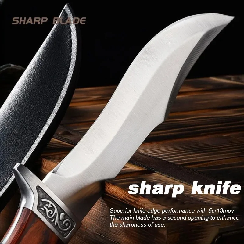 Straight knife fruit knife multi-function knife tactical knife camping knife home high hardness sharp knife