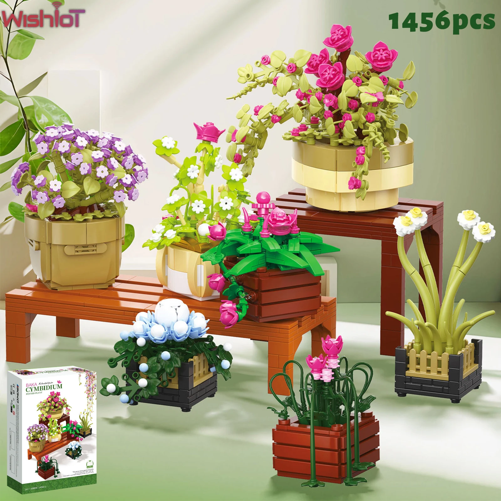 

Building Blocks Potted Plants Flowers Street View Eternal Succulent Plant Model Desktop Decoration Kids Toy Girls Creative Gifts