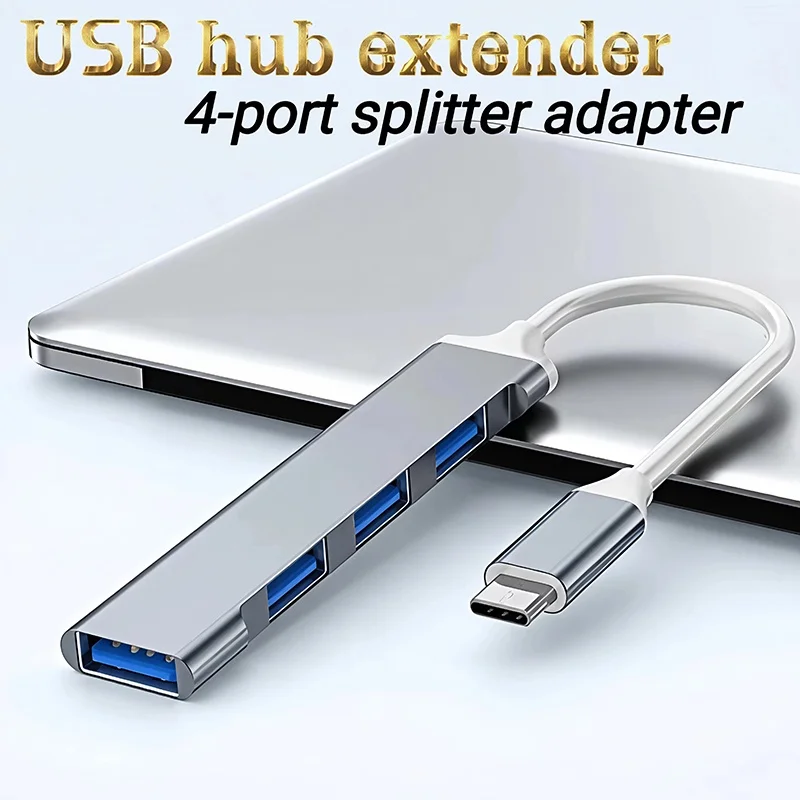 4 In 1 Multiple USB Ports Type C 4 Port Adapter For PC Laptop MacBook Xiaomi Huawei Compact Dock Adapter Office Travel Data Tool