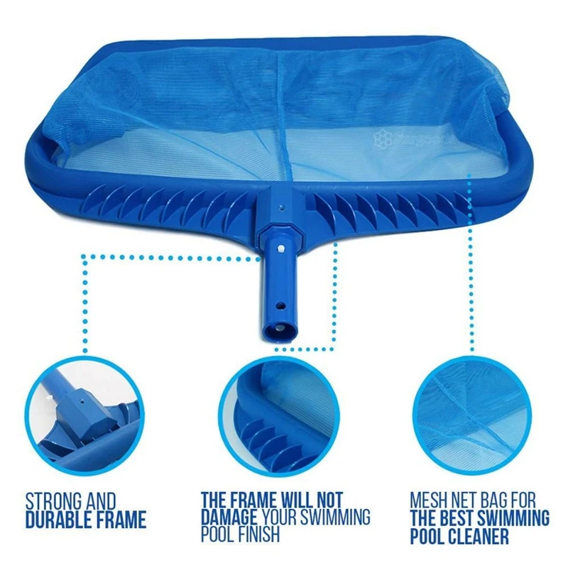 Professional Swimming Pool Skimmer Net, Heavy Duty Pool Leaf Rake With Ultra Deep Fine Mesh Durable