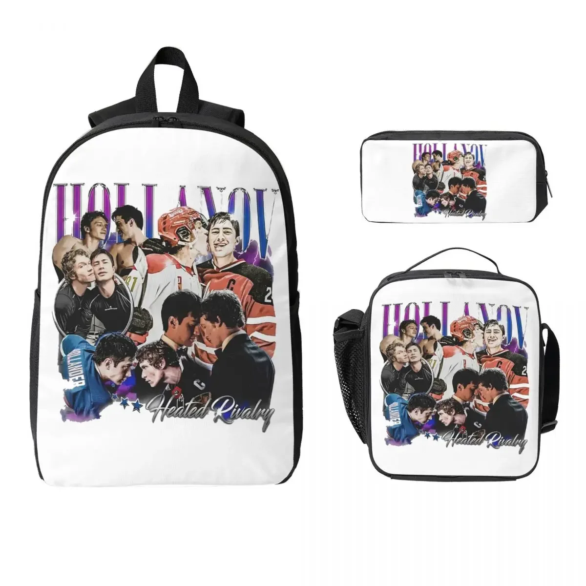 Heated Rivalry Hudson Williams Connor Storrie Backpack BookBag School Bag Shoulder Bags 3ps Insulated Lunch Bag Pencil Case