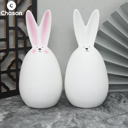 Simpatiche figurine di coniglio in ceramica Kawaii lepre Bunny Garden House ornamenti per animali pasqua casa decorazione della stanza pittura a mano embrione