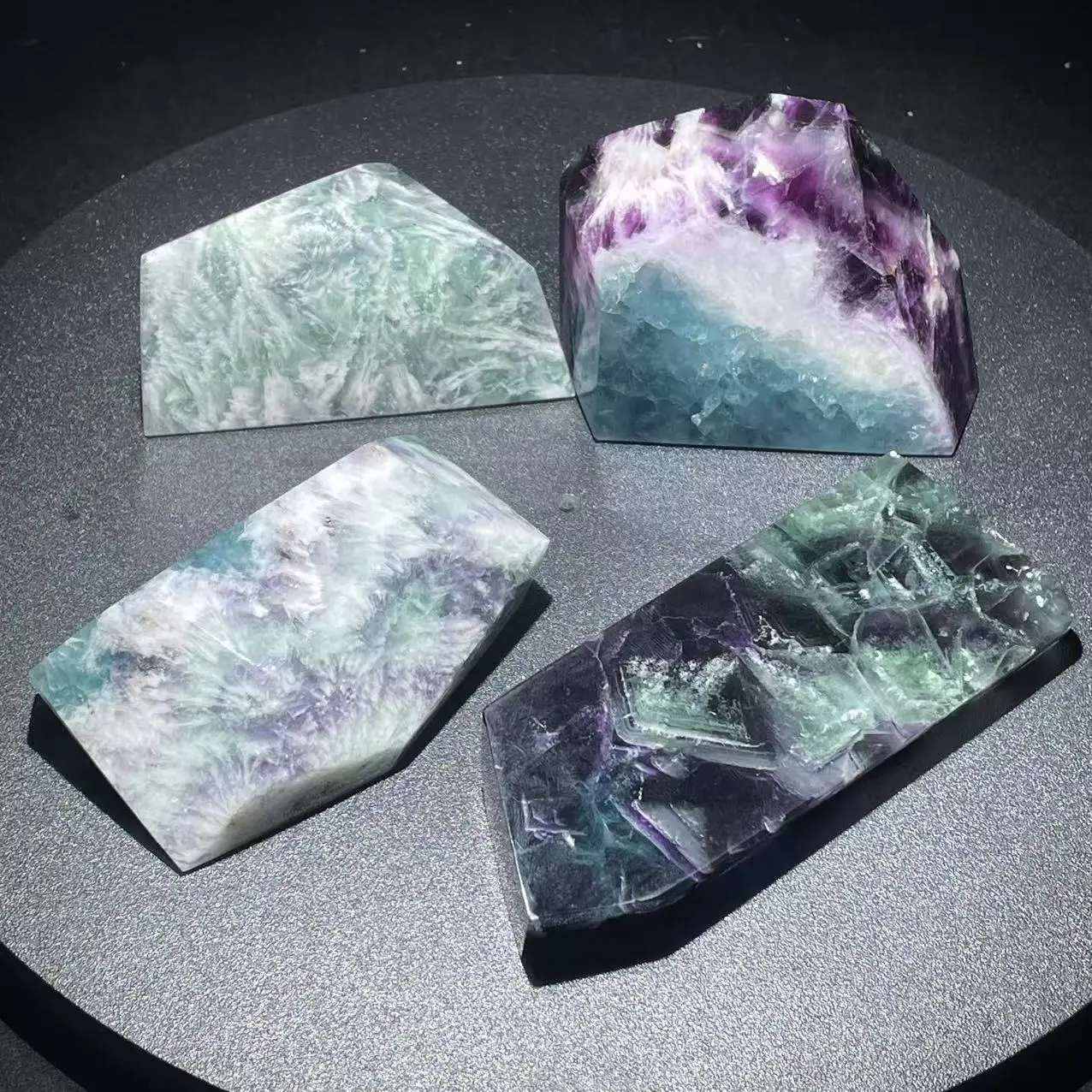 100% natural feather fluorite free-form home decoration ornament