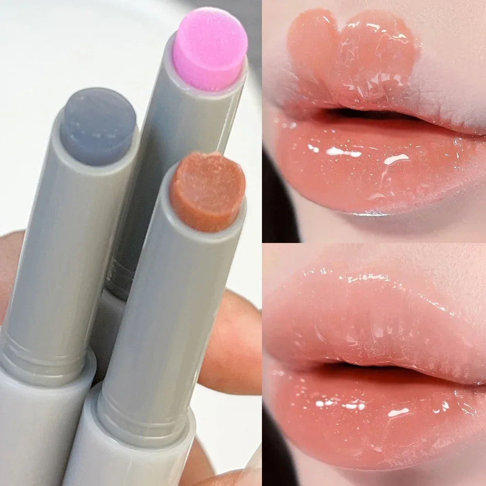 Bálsamo labial con purpurina sólida, lápiz labial hidratante, rosa, naranja, prensa transparente, duradero, nutritivo, cuidado de los labios, maquillaje