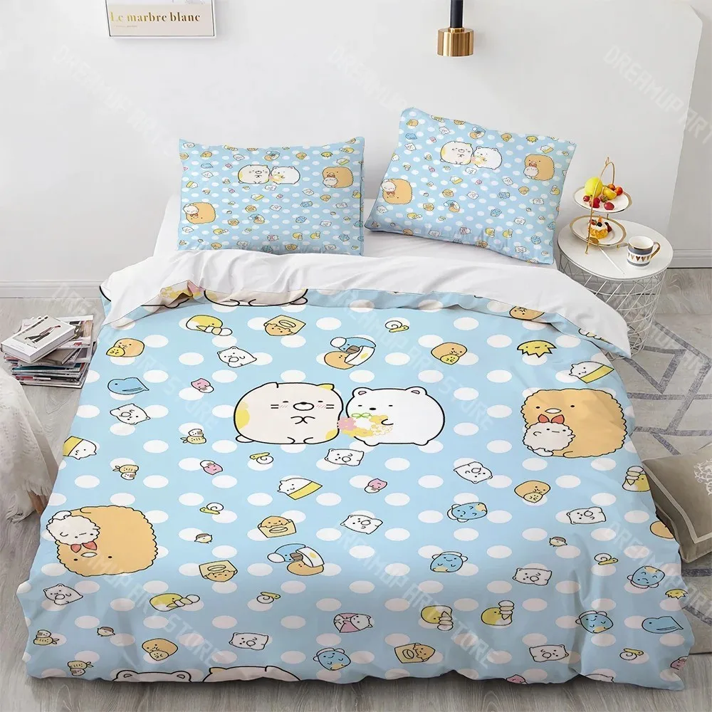 3D Print Sumikko Gurashi Cute Cartoon Bedding Set for Boys Girls Duvet Cover Pillowcase Twin Queen King Full Single Double Sizes