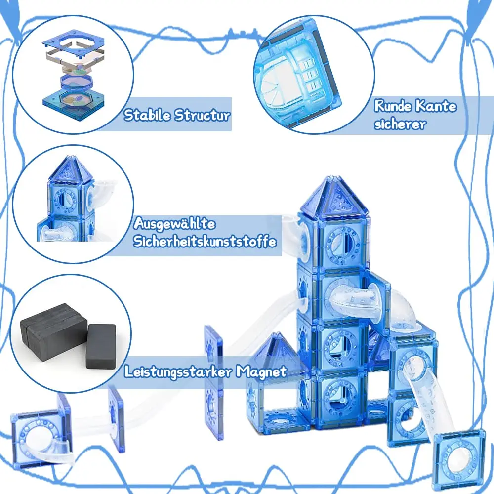 磁気ブロック 65個、教育用ビルディングブロック、子供向けSTEM玩具、創造的な屋内遊びギフト