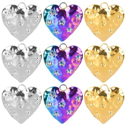 5pcs Cute Heart Star Charms for Jewelry Making Supplies Stainless Steel DIY Handmade Creative Crystal Star Pendant Accessories
