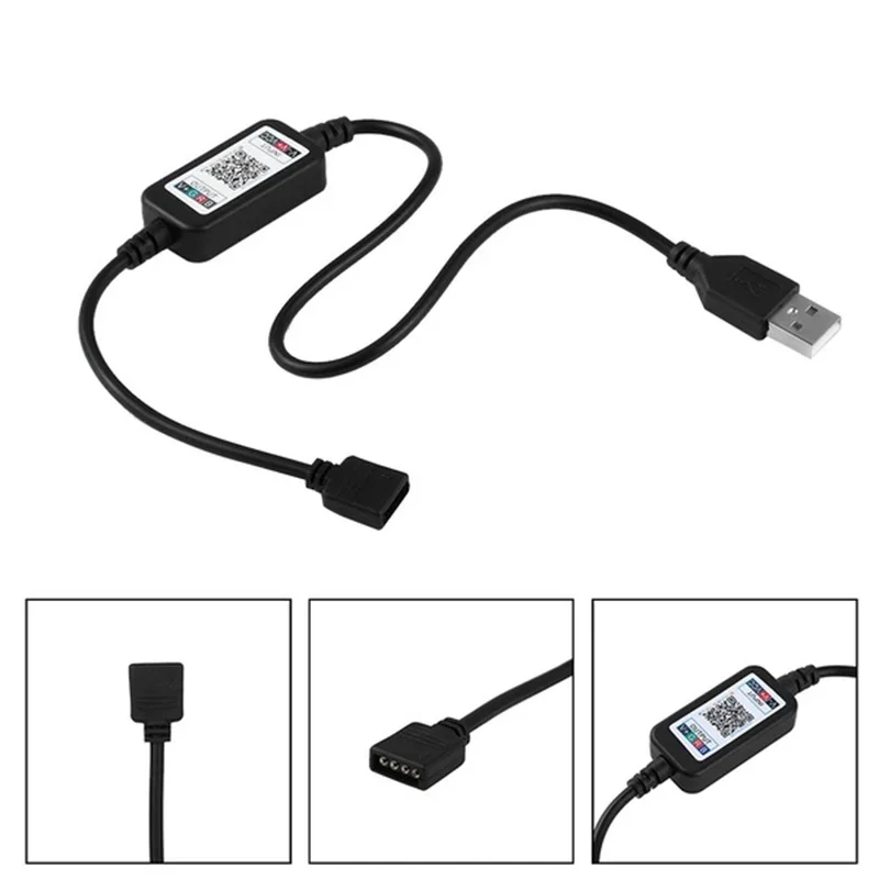 Smart 5V USB Controller 4pin 5050 2835 RGB LED Strip Light 4 Pin Connector Phone APP Contrl Tape TV Backlight Decor