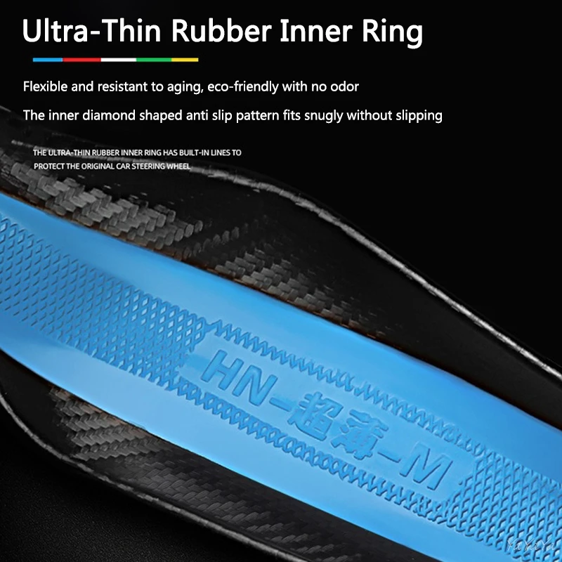 Car Steering Wheel Cover Embossing Leather Protector For Ford Mustang Bronco Fiesta Focus Mondeo Kuga Edge F150 Ranger Sticker view 5