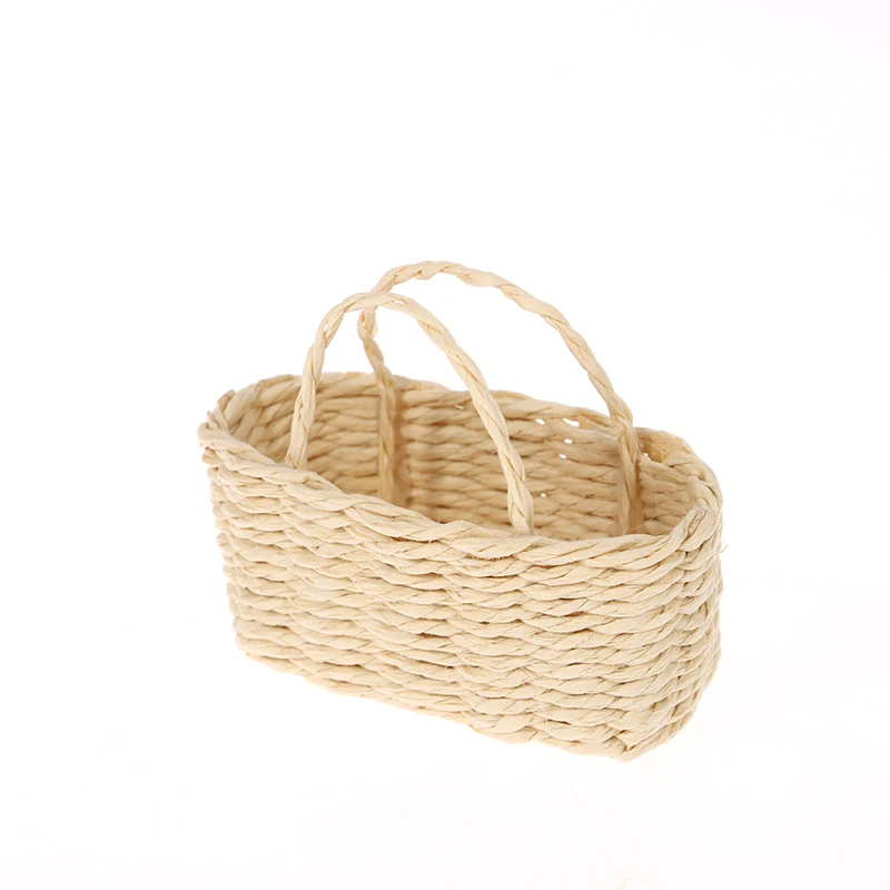 High Quality Mini Cute Dollhouse Rattan Frame Hand-woven Basket Cute Toys Dolls Miniature Decoration