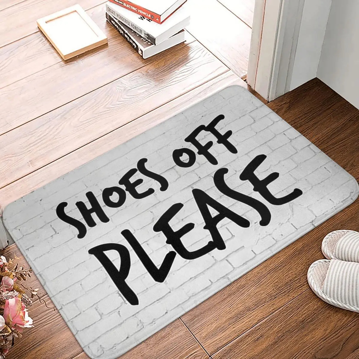 Shoes Off Please Non-slip Doormat Floor Mat Water oil proof Carpet Rug for Kitchen Entrance Home Bedroom Footpad Mats