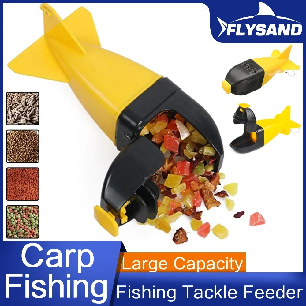 FLYSAND Long Shot Fishing Bait Rocket Feeder Bait Holder Carp Pellet Float Tackle Spomb Spod Bomb Fishing Tool for Carp Fish