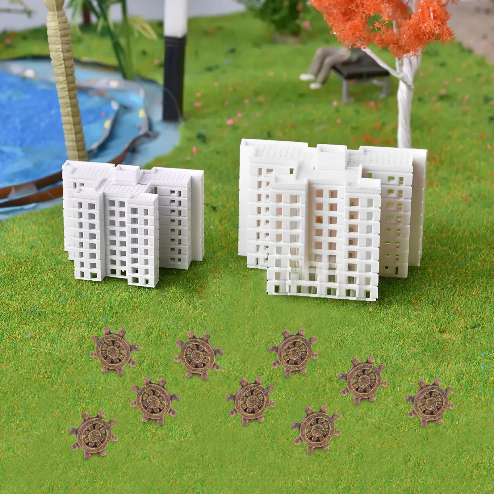 20Pcs Sand Table Rudder Decor Mediterranean Style Mini Resin Nautical Rudder Home Desktop Micro Landscape Rustic Ornament