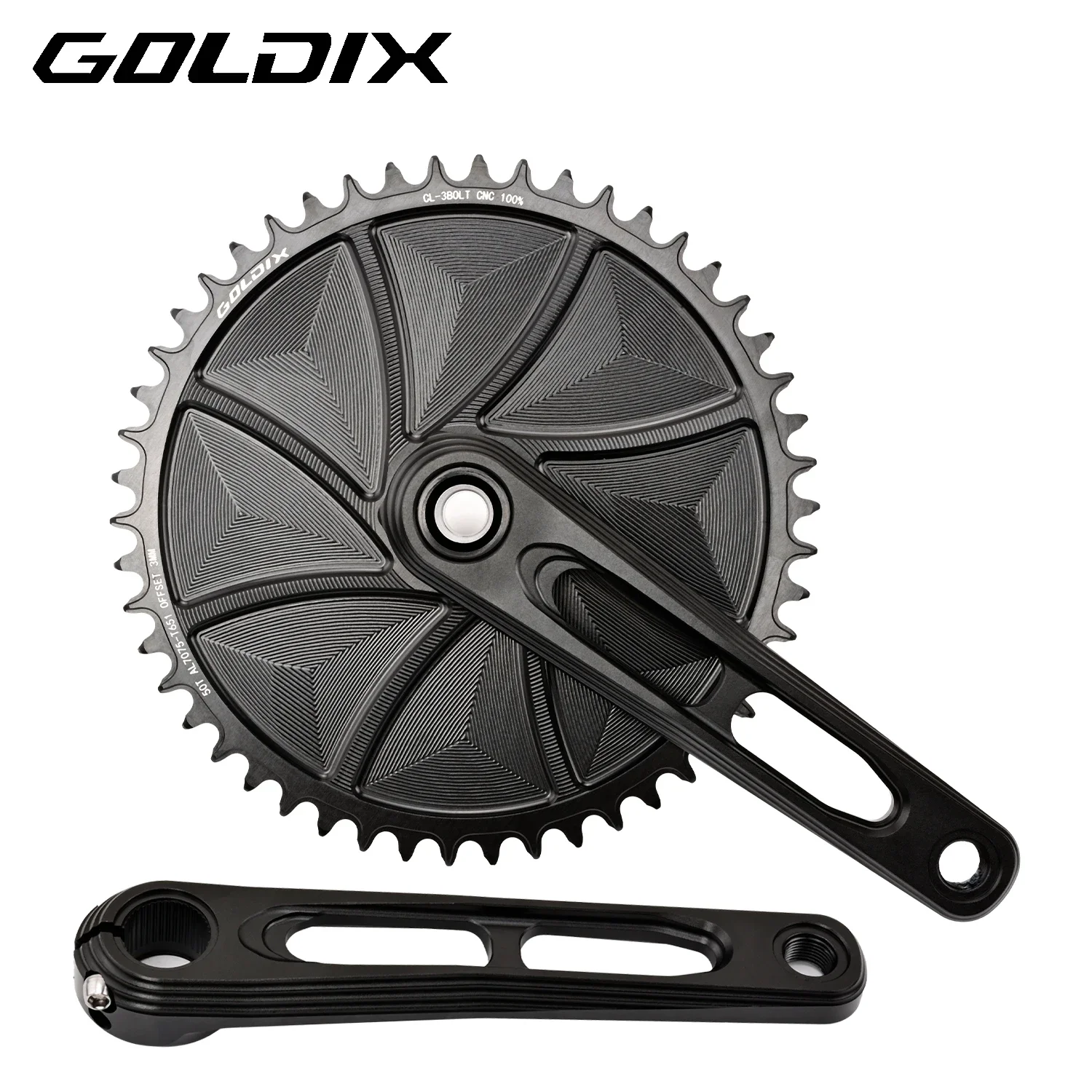 GOLDIX Road Bike Crankset 1X AERO Single Chainring 36T-58T Narrow Wide 165/170/175mm Crank Length for 3 Bolt Direct Mount Crank