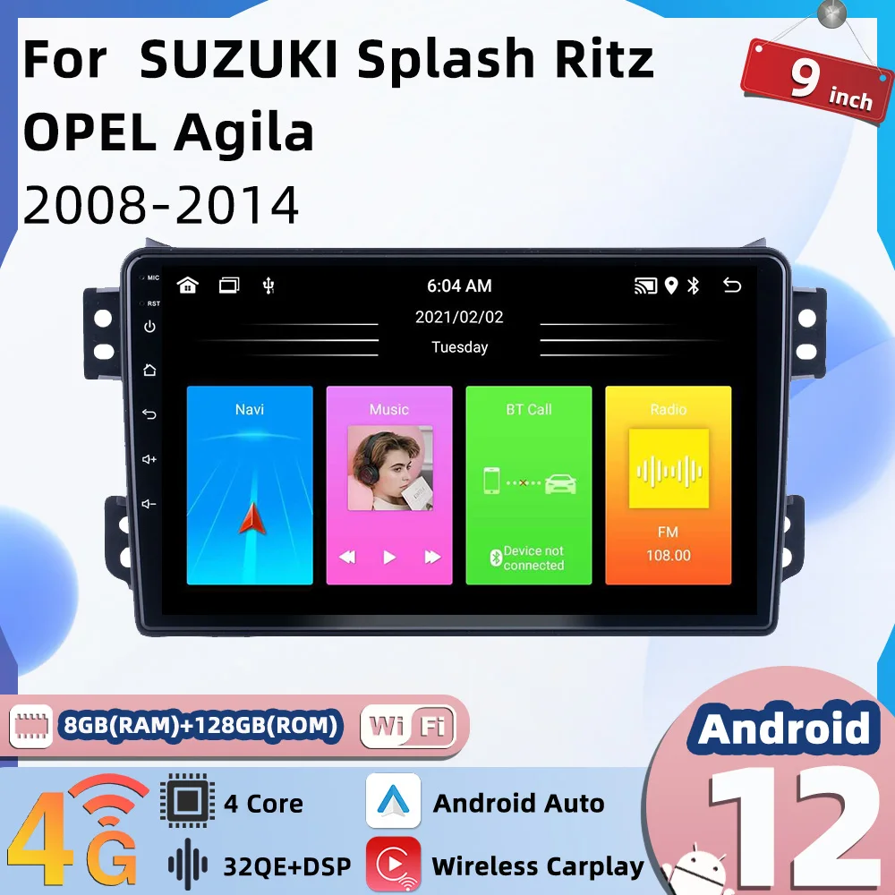 

2 Din Android Car Stereo for SUZUKI Splash Ritz OPEL Agila 2008-2014 Car Radio WIFI GPS Navigation Multimedia Player Head Unit