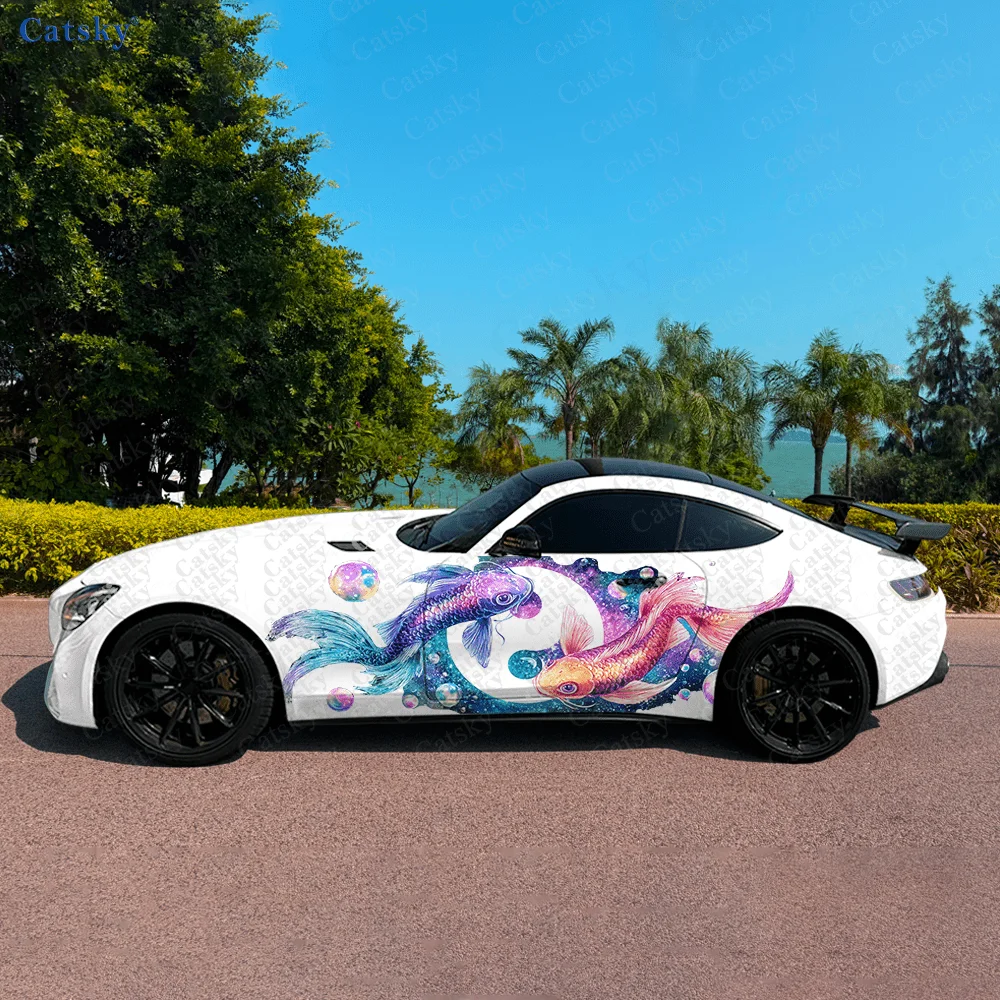 

Starry Sky Gradient Koi Car Side Sticker Decor, PVC Waterproof Scratch Resistant Decal, Car Protection, Auto Accessories Gift