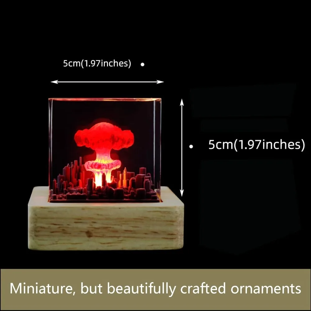 High Quality Rechargeable Epoxy Resin Night Light Lava Lamp USB Volcano Eruption Ornament Resin 3D Mini Lava Lamp Home