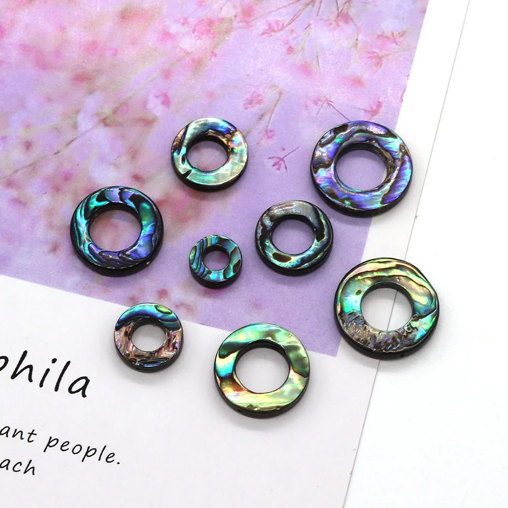 4Pcs Exquisite Natural Abalone Shell Ring Shape Beads 10-20mm Charm Jewelry Fashion DIY Necklace Earrings Bracelet Accessories