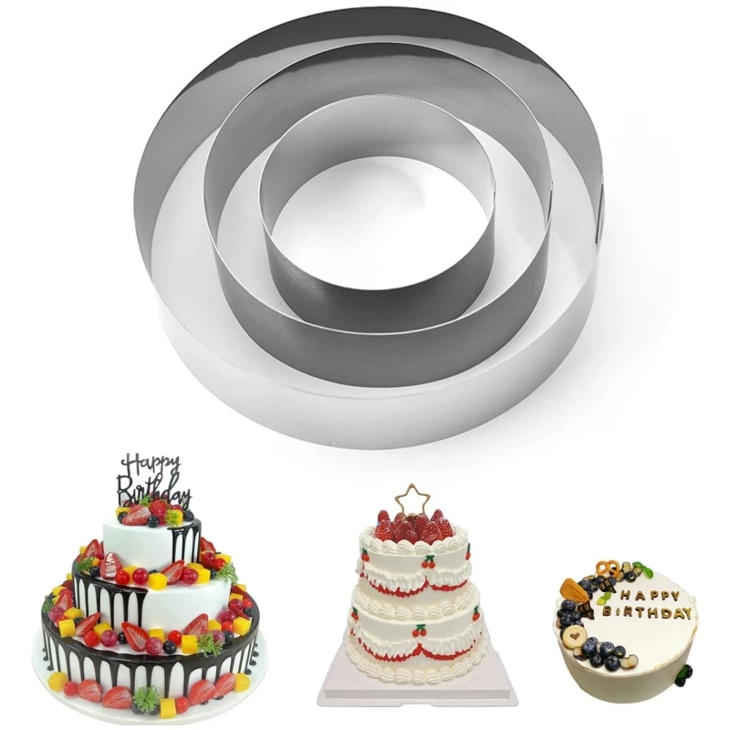 قالب حلقة الكيك على شكل مربع دائري من الفولاذ المقاوم للصدأ قابل لإعادة الاستخدام أداة خبز ذاتية الصنع ملحقات أدوات المطبخ والمعجنات #3