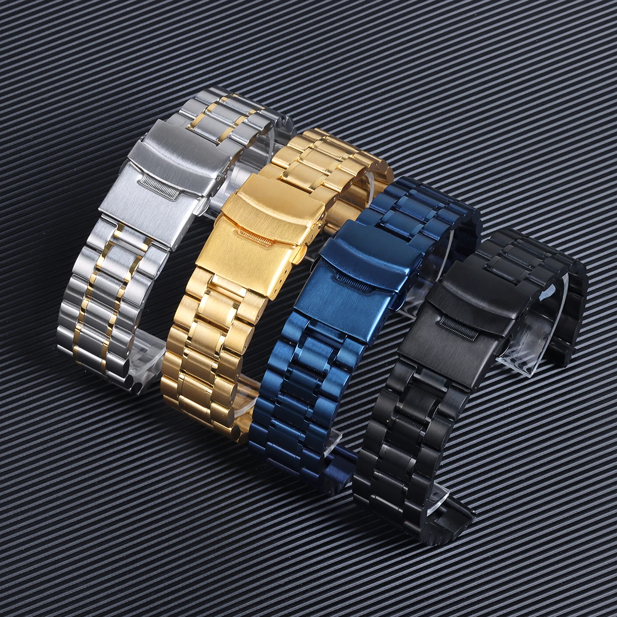 Curved End Stainless Steel Strap Metal Luxury Bracelet SKX007 Arc Watchbands 18mm 20mm 22mm 24mm Accessories