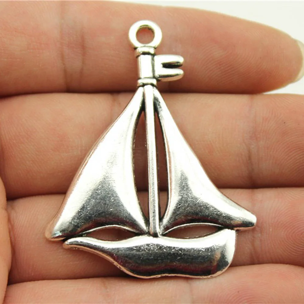 10pcs Ships Wheel Helm Rudder Compass Boat Charms Pendant Big Sailboat Pendant Charms For Jewelry Making