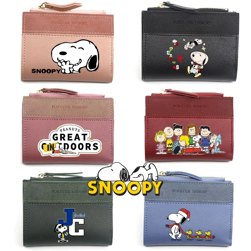 Snoopy portafoglio corto frizione cerniera portamonete portamonete cartone animato Pu cerniera portamonete portafogli semplice portafoglio borsa ragazzo ragazza regalo