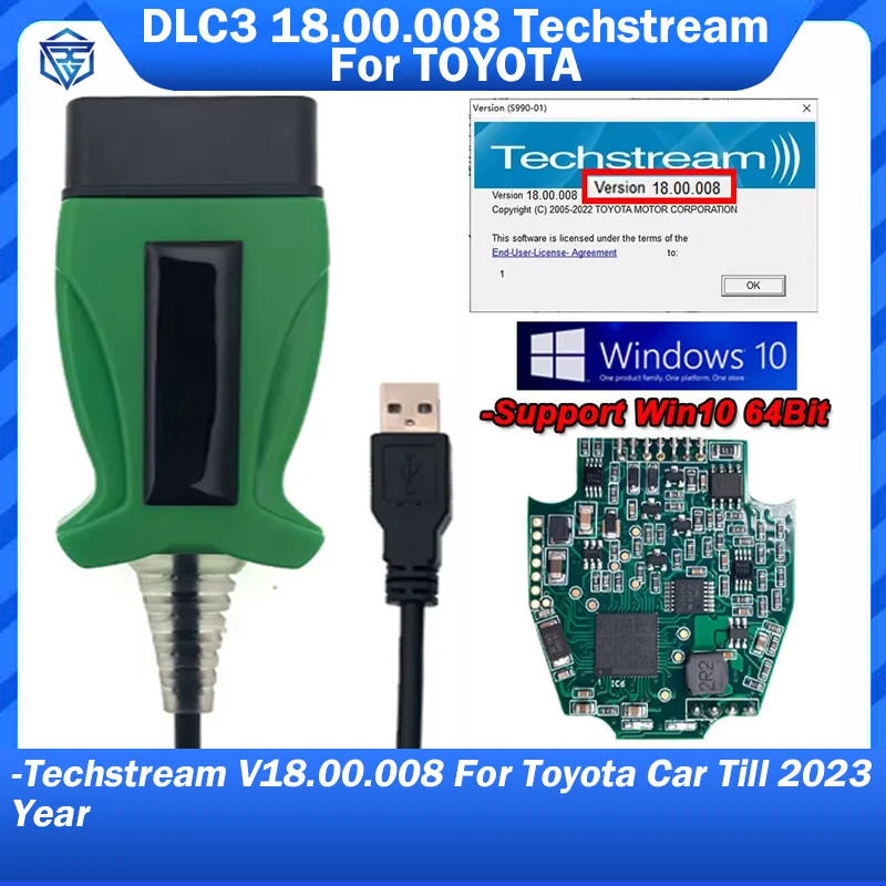

DLC3 18.00.008 Techstream For TOYOTA 2 TOYOTA2 TIS J2534 Passthru OBDII OBD2 Auto Car Diagnostic Cable Scanner Till 2022 Years