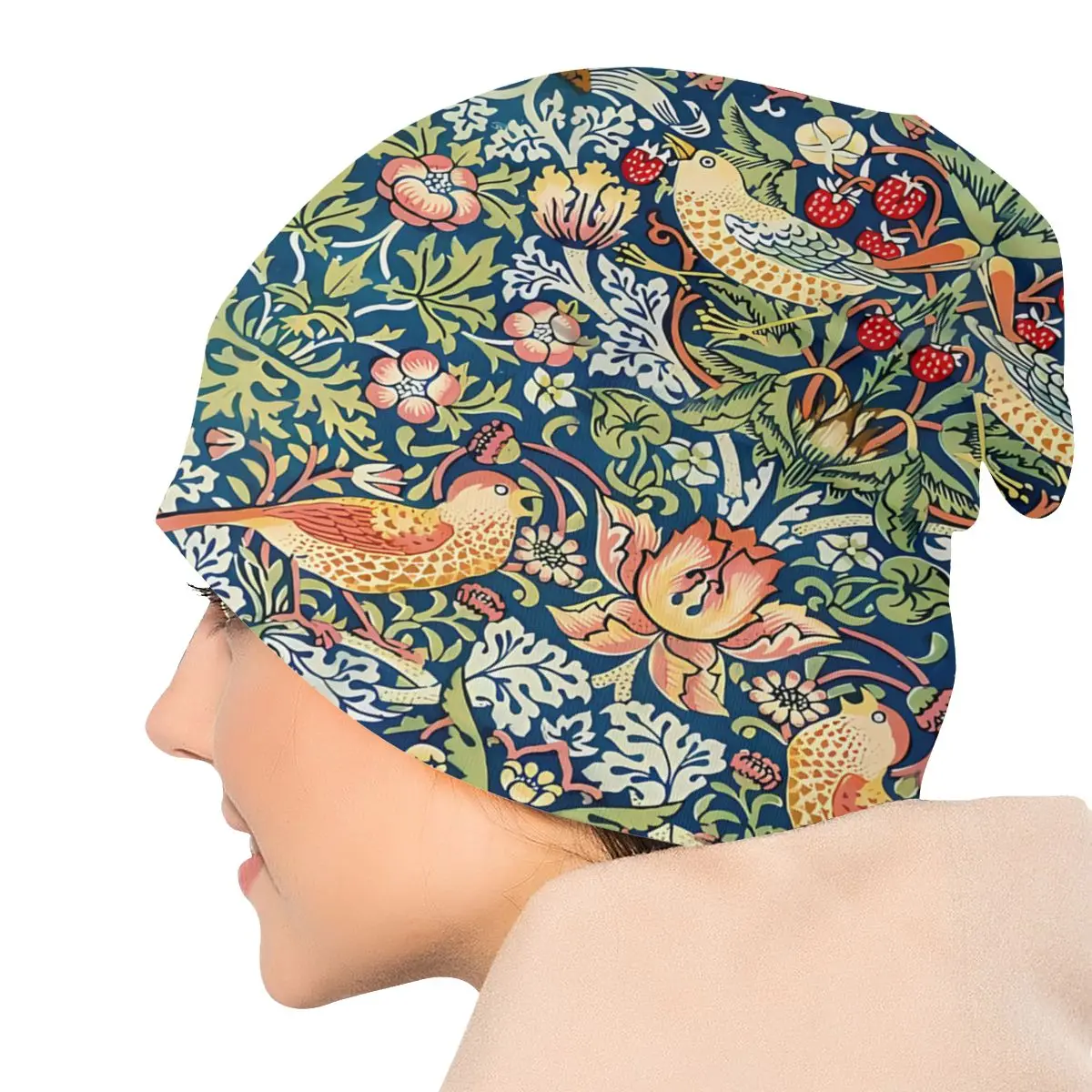 Birds Floral Sport Beanie Caps William Morris Flowers Art Skullies Beanies Ski Caps Soft Thin Bonnet Hats