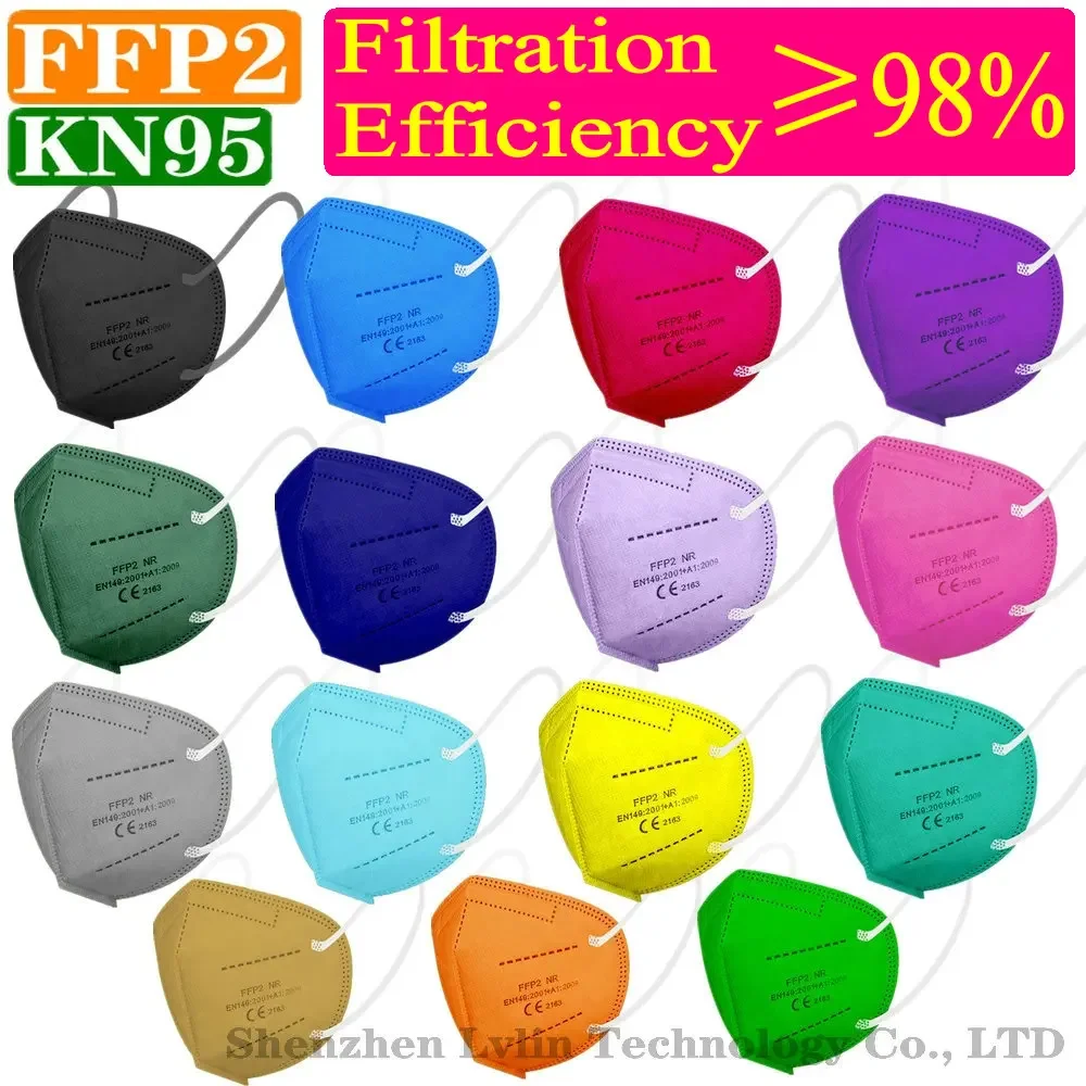 kn95 15 Colors FFP2 MASK KN95 5 Layers Adult Black Fabric Mask Mascarillas Protective FPP2 Mouth Face Masks Filter Masque