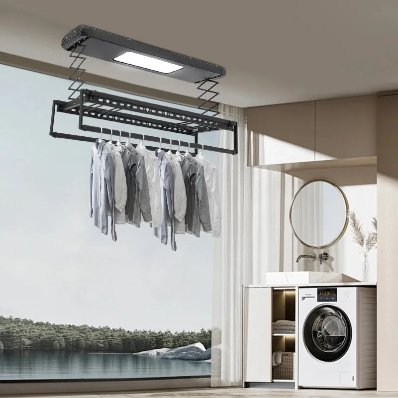 Smart Lift Remote Control Clothes Drying Rack Telescopic Rod Indoor Balcony Air-Drying Multi-Functional Laundry Hanger